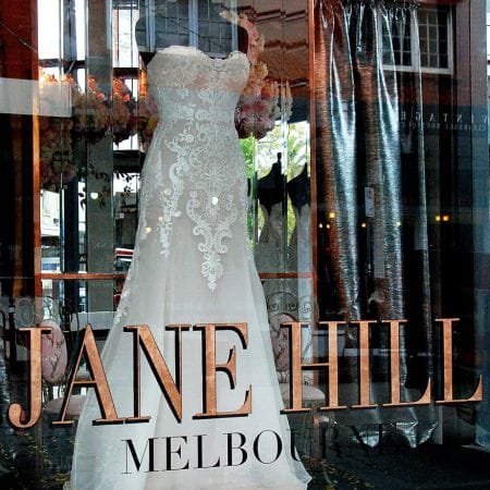 24kt pure copper leaf signwriting on shopfront. Jane Hill , Melbourne.