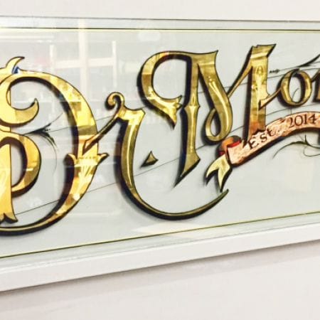 24kt Gold leaf gilding along with copper leaf gilded with traditional effects. Dr.Morse CafÃ©, Johnston St., Abbotsford